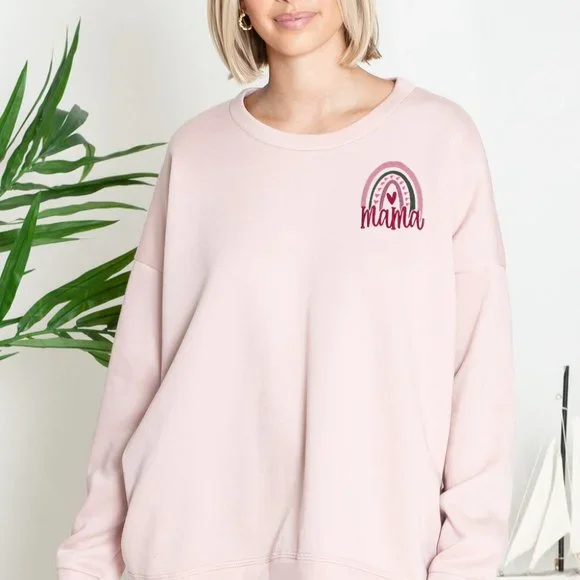 Tops | Oversized Sweatshirt With Mama Embroidery | Poshmark